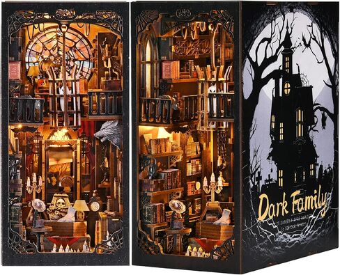 ETKVR Book Nook Kit, Book Nook Kits for Adults DIY Booknook Model Build, DIY 3D Wooden Puzzle Bookend Booknook Bookshelf Insert Miniature Dollhouse Kit for Home Decoration in Saudi Arabia