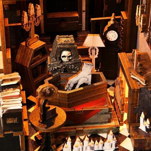 ETKVR Book Nook Kit, Book Nook Kits for Adults DIY Booknook Model Build, DIY 3D Wooden Puzzle Bookend Booknook Bookshelf Insert Miniature Dollhouse Kit for Home Decoration in Saudi Arabia
