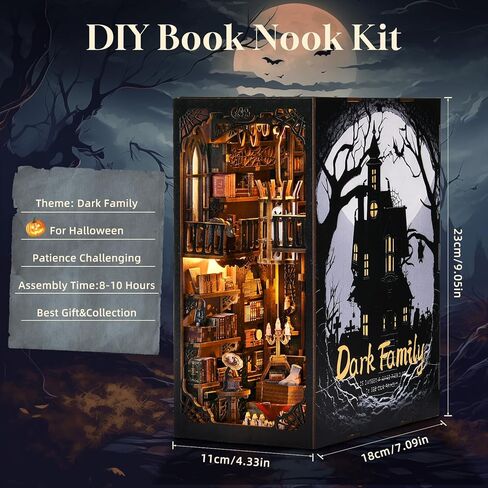 ETKVR Book Nook Kit, Book Nook Kits for Adults DIY Booknook Model Build, DIY 3D Wooden Puzzle Bookend Booknook Bookshelf Insert Miniature Dollhouse Kit for Home Decoration in Saudi Arabia