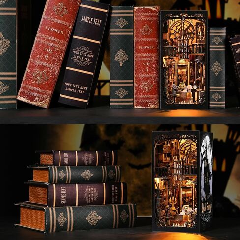 ETKVR Book Nook Kit, Book Nook Kits for Adults DIY Booknook Model Build, DIY 3D Wooden Puzzle Bookend Booknook Bookshelf Insert Miniature Dollhouse Kit for Home Decoration in Saudi Arabia