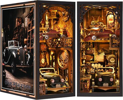 ETKVR Book Nook Kit, Book Nook Kits for Adults DIY Booknook Model Build, DIY 3D Wooden Puzzle Bookend Booknook Bookshelf Insert Miniature Dollhouse Kit for Home Decoration in Saudi Arabia