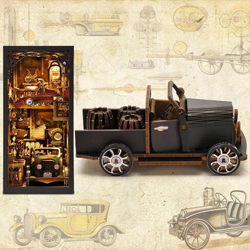 ETKVR Book Nook Kit, Book Nook Kits for Adults DIY Booknook Model Build, DIY 3D Wooden Puzzle Bookend Booknook Bookshelf Insert Miniature Dollhouse Kit for Home Decoration in Saudi Arabia