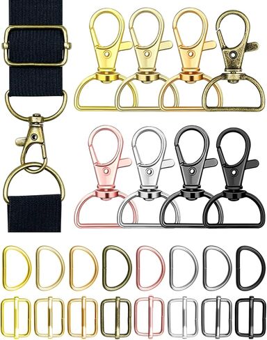 FIVEIZERO 120PCS Swivel Clasp Hooks Kit,Includes 8 Colors Metal Swivel Snap Hooks,Slide Buckles and D Rings,Keychain Clasps Purse Hardware for Bag Making,DIY Crafts,Wallet and Accessories(25mm) in Saudi Arabia