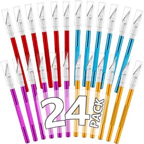 24 Pack excedo sknife مجموعة ، سكين حرفي دقيق ، مجموعة سكين هواية للقطع ، النحت ، التشذيب ، القصاصات ، DIY