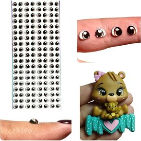 S34-7: 208 PCS (104 أزواج) راتنجات ثلاثية الأبعاد تذبذب وعيون googly 7 مم-بني-غير ملصق على الحرف اليدوية ، الطين ،