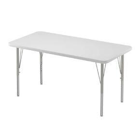 CORRELL 24 "X48" طاولة نشاط الفصول الدراسية المستطيلة ، الطول القابل للتعديل (19 "-29") ماركت/محو جاف أعلى ضغط عالي متين ، حافة رمادية ، ساقين فضية/كروم ، أثاث مدرسي ، مصنوع في الولايات المتحدة الأمريكية