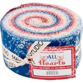 All Our Hearts Strips 40 2.5-inch Strips Jelly Roll Maywood Studio, Assorted