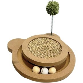 Cat Scratcher ، Cat Sisal Scratfer Pad with Track Wood Ball Toy Interactive Toy and Swing Ball Toys ، مطاردة لغز التمرين البدني للصيد ، للقطط البالغة بالملل.