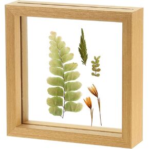 Uxcell Wooden Flower Flower Flame مصنوع يدويًا ، 8.5 × 10 بوصة مستطيل عائم إطار زجاج مزدوج للأزهار المضغو