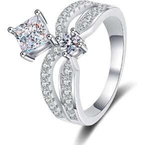 14K Gold 1.3 Carat Diamond Crown Princess Cut Engagement Rings | D-color Ideal Cut VVS1 Clarity | Womens Wedding Bands Ring Bridal Sets