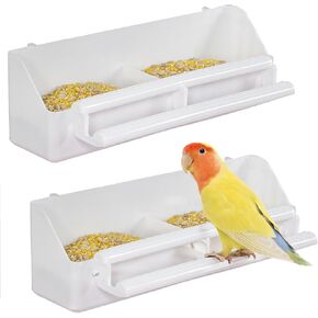 Pawfly 2 Pack Pack Bird Feeder for Cage Hanging Plastic Leader with Hooks Water Dispenser with Gerches for Parakeet Cockatiel Canary Parrot
