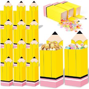 Foimas 12pcs قلم رصاص الصناديق الحلوى ، العودة إلى مدرسية الفشار علبة حامل صندوق للعودة إلى مدرسة Treacher Classroom Party لصالح العرض