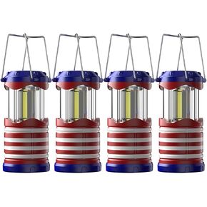 Lichamp 4 Pack LED Camping Lanterns, Battery Powered Camping Lights COB Super Bright Collapsible Flashlight Portable Emergency Supplies Kit, I4AF