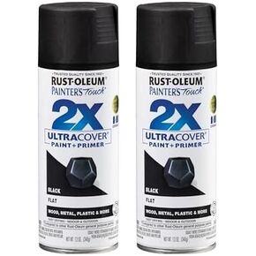 Rust-Oleum 249127 Painter's Touch 2x Ultra Cover Cover Paint ، 12 OZ ، Black Flat (حزمة 2)