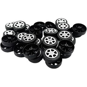 30pcs عجلات لعبة سيارة 35 ملم لعبة بلاستيك عجلات بلاستيكية لـ RC Car Truck Robot DIY DIY Toy Building Parts (2x35mm mases3)