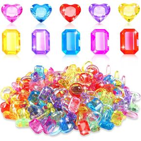 120 PCS GEM RINGS Acrylic Jewel Rings Rings Gemstone Rings Clothular Rings Up Rings Play Play Diamond Ring Toys for Goodie Bag Filler Princess Party Party