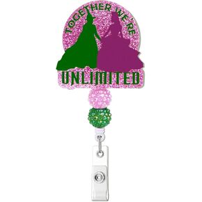 Wicked Movie Inspired Wicked Merch Badge Reel Badge Holder Retractable Clip, Cute Accessories for Nurse CNA Doctor RN Office Teacher Student, Funny Badge Reel Alligator Clip