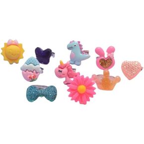 Children Kids Little Girl Adjustable Jewelry Rings in Box, Girl Pretend Play and Dress Up Rings, Little Girls Gift, Valentine's Day Gift