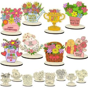 Yizeda 8 Set Mother's Day Wooden Crafts for Kids - DIY Color Your Own Mother's Day Tabletop Signs, Perfect Gifts from Kids to Mom, Creative and Meaningful Gifts for Mom