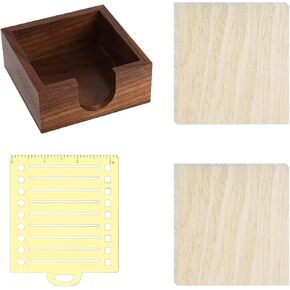 Buqoo North American Walnut Wood Sticky Note ، 4 x4 in Self Stick Note Pad Pad ، Post It Note Dispenser Deskerger مناسبة للمنزل ، إكسسوارات مكتب المسؤولين التنفيذيين للشركات