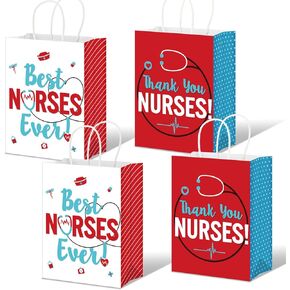 Yisong 16 PCS شكرًا لك ممرضات حقائب أفضل الممرضات من أي وقت مضى Kraft Paper Goody علاج الحقائب الحالية لأسبوع تقدير عامل الرعاية الصحية بفضل لوازم الحفلات ، 8.7 × 6 × 3.2 في