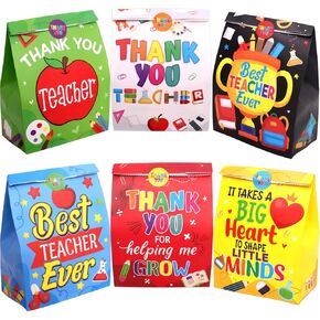 Teacher Appreciation Gift Bags 18 Pcs Thank You Teachers Goody Bags Party Favor Paper Bright Colorful