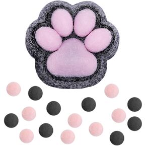 Cat Paw Squeeze Toys, Plastic Taba Soft Cat Paw with 10 Mini Fluffy Balls Novelty Kawaii Jelly Kitty Paw Soft Relaxing Animals Fidget Toys for Kids Teenagers Adults (Blue)