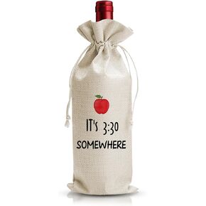 JioJio Chan Teacher's Day Gifts Wine Bags, Best Teacher Appreciation, Birthday Gifts for Women from Student, Burlap Drawstring Wine Bag