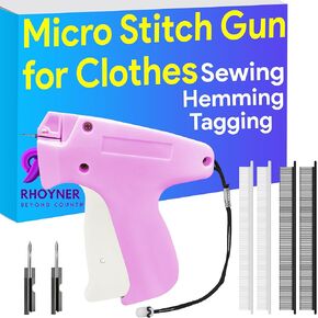 Premium Micro Stitch Gun for Clothes Sewing, Hemming & Tagging - Sticky Gun for Clothes with 0.13"+ 0.16" Micro Tag & 2 Micro Needle - Quick Stitch Sewing Gun - Clothing Stitch Gun Micro (Pink)