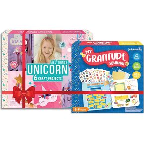 هدية Jackinthebox لـ Little Kids (Unicorn 6-in-1 + Kids Amnitity Journal Kit) Unicorn & Kids Amtitude Journal Kit Arts and Crafts for Girls & Boys | أفضل هدية للأطفال الذين تتراوح أعمارهم بين 3 4 5 6 7 8 سنوات