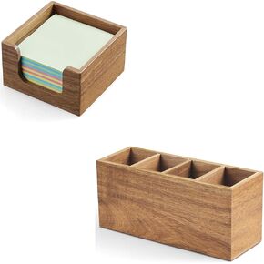 حامل الملاحظات اللزج ، Acacia Wood Post It Note Dispenser لمكتب مكتب ملحقات مكتب حزمة القلم رصاص للمكتب ومنظمي مكتب Acacia Wood Office وملحقاته