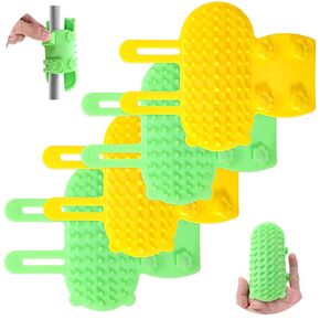 4 PCS Cat Self Groomer Corner Scratcher ، Silicone Cat Self Groomer للقطط الداخلية ، خدوش الوجه الناعمة للقطات ، الأليفة العريضة للقطط الداخلية والأخضر والأصفر