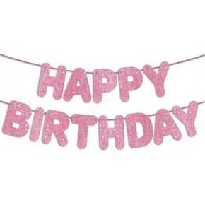 لافتة عيد ميلاد سعيدة قبل الشوط الساخن بريق وردي ، زخارف حفلة عيد ميلاد وديكور خلفية عيد ميلاد سعيد/علامة in Kuwait