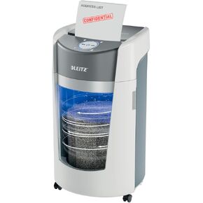 Leitz IQ OptimMax Paper Shredder, Micro Cut, 10 Sheet, 9 Gallon Bin, P5 Security, Ultra Quiet 10-Second Shredding, Office Home (WSM350039)
