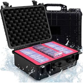 Trading Card Storage Box - Water Resistant Graded Card Slab Case for Sports Cards - PSA, TCG, CSG, BGS, SGC Slabs, Toploaders, and Loose Collectibles - Rugged & Lockable Holder and Collection Box