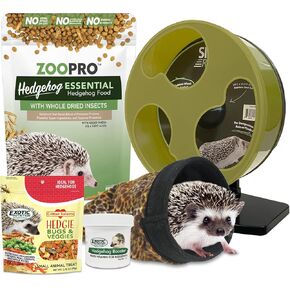 Exotic Nutrition Starter Package for Hedgehogs - Includes Exercise Wheel, Healthy Food, Natural Treat, Multi-Vitamin & Hideout