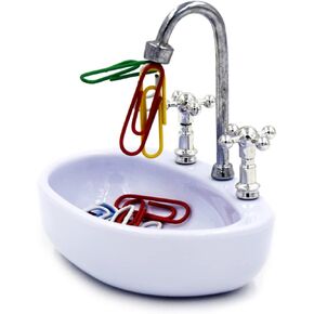 حامل مقاطع ورقية Washbasin Ceative مع 15x Paperclips Magnetics for Home School Dollhous