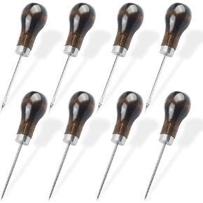 8pcs awl-tool ، 4.29 '' Sewing Awl Mound شكل خشبي مقبض خدش لفتحة لكمة الجلود ، Scratch Awl & Awl Tool For Leather Awl