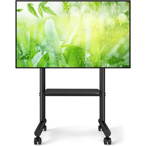 TVON Rolling TV Stand for 40-75 inch TVs up to 110 lbs, Portable TV Stand on Wheels and Height Adjustable Shelf, Outdoor TV Stand for Office, Living Room, Trade Show, Max VESA 400x400mm
