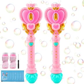 عصا الفقاعة للأطفال ، صانعات صانع الأميرة Heart Heart Machine Wand مع الخفيفة ، حشوات سلة عيد الفصح ، هدايا ألعاب في الهواء الطلق لـ 1 2 3 4 5 6 7 7 8 سنوات من الأطفال الصغار ،