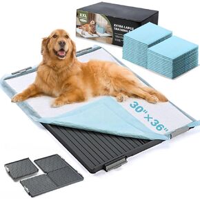 منصات الكلاب كبيرة إضافية 30 × 36in جرو Puppy Poe Pad Holder قفل آمن مضاد للانزلاق مقاومة للتسرب القابلة للفصل صينية قعادة الكلاب القابلة للفصل