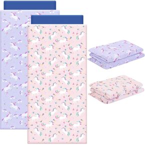 2 PCS يونيكورن غلاف حصيرة غطاء للفتيات الفتيان مخيطين في تصميم رفرف الباستيل نوم أطفال نائبة أغطية الألياف الدقيقة الأغطية لطفل روضة أطفال مرحلة ما قبل المدرسة