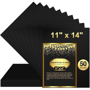 10 Pcs Black Poster Board Paper 11x14, ROOKEA Vision Boards Posterboard Bulk for School Projects Classroom Arts Craft Presentations Drawing Scrapbooking Blank Graphic Display