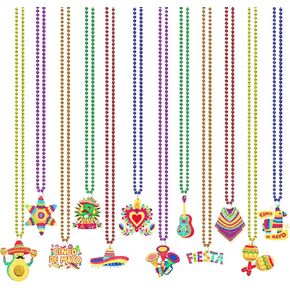NOVWANG 24 Pcs Mexican Necklaces 12 Styles Cinco de Mayo Necklaces Multi Colors Fiesta Necklaces for Mexican Birthday Party Favors Supplies
