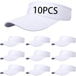 10 PCS White Empty Top Hat Bulk Solid Color Blank Adjustable Sport Sun Visor Hats Athletic Visor Caps for Women and Men Summer Outdoor Anti Ultraviolet for Beach Golf Tennis Baseball