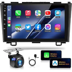 2G RAM 64G ROM Car Stereo Radio for Honda CRV 2007 2008 2009 2010 2011 with Wireless Carplay Android Auto,HiFi 16EQ,9inch HD Touch Screen Bluetooth A2DP GPS WiFi FM Radio SWC Backup Camera