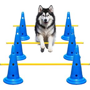 Fotn Dog Agility Hurdle Cone Set Dog Atting Course Set Backyard Set