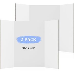 2 حزمة 36 "× 48" لوحة ملصقات Trifold للعرض التقديمي ، لوحة ملصقات من الورق المقوى من الورق المقوى الأبيض الكبير TRI للعلوم لمشاريع العلوم ، والمشاريع المكتبية والمدرسة ، وعروض الصور ، وحدث المعارض