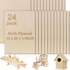 48 PCS Basswood Sheets الخشب الرقائقي ، 12 × 12 × 1/8 بوصة - لوحة خشبية غير مكتملة بسمك 3 مم للحرف اليدوية للليزر ونقش ، ومشاريع DIY المدرسية ، والرسم ، والرقابة ، وقطع CNC ، وحرق الخشب