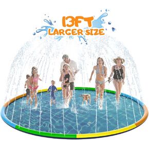 Toffos Large Splash Pad, Sprinkler for Dogs and Kids, 0.5mm Thickened Durable and Foldable Large Pool, Colorful Summer Outdoor Water Play Mat Toys for Toddlers and Dogs (13 FT/157 in)